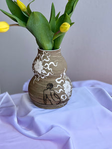 Desert Dreaming White Flower Curvy Vase