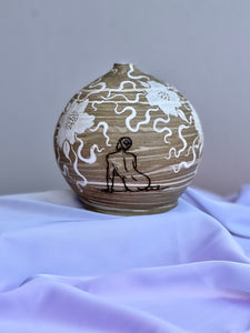 Desert Dreaming White Flower Globe Vase