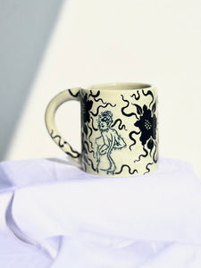 Soft Sage Cheeky Black Floral Mug