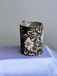 Dark Floral Classic Mug in White