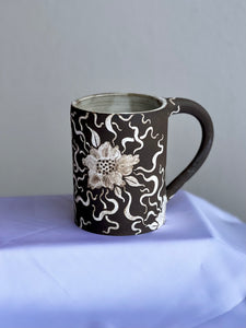 Dark Floral Classic Mug in White