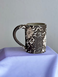 Dark Floral Classic Mug in White