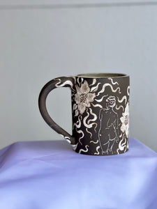 Dark Floral Classic Mug in White