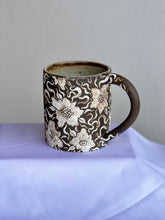 Dark Floral Garden Babe Mug in Antique Blue