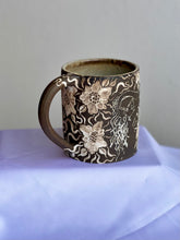 Dark Floral Garden Babe Mug in Antique Blue