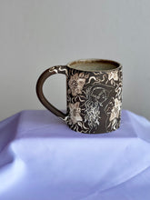 Dark Floral Garden Babe Mug in Antique Blue