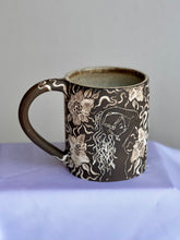 Dark Floral Garden Babe Mug in Antique Blue