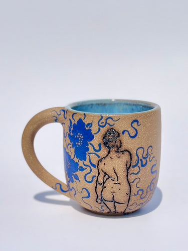 * NEW * Rounded Floral Mug in Blue