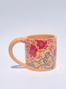 ** NEW ** Tangerine Bilitis Mug with Red Flowers