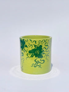** NEW ** Lime Green Bilitis Mug with Green Flowers