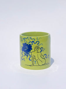 ** NEW ** Lime Green Recline Tumbler with Blue Flowers