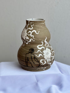 Desert Dreaming White Flower Curvy Vase