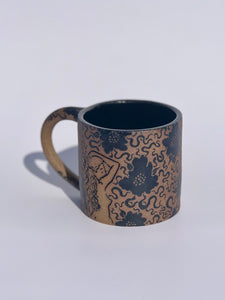 ** NEW ** Black Flower Mug