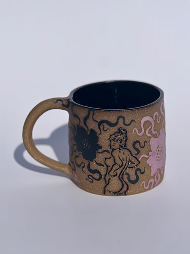 ** NEW ** Black and Lavender Flower Mug - Second