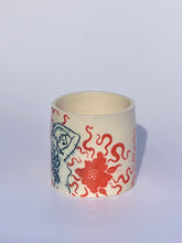 * NEW * Porcelain Floral Tumbler in Electric Orange