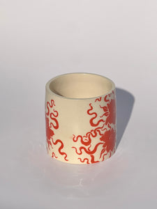 * NEW * Porcelain Floral Tumbler in Electric Orange