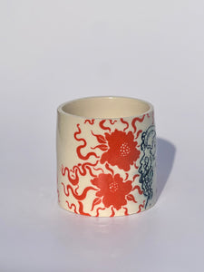 * NEW * Porcelain Floral Tumbler in Electric Orange