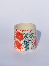 * NEW * Porcelain Floral Tumbler in Electric Orange