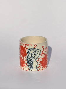 * NEW * Porcelain Floral Tumbler in Electric Orange