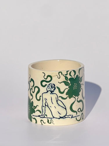 * NEW * Porcelain Floral Recline Tumbler in Leaf Green