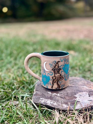 * NEW * Teal Witch Crescent Moon Mug