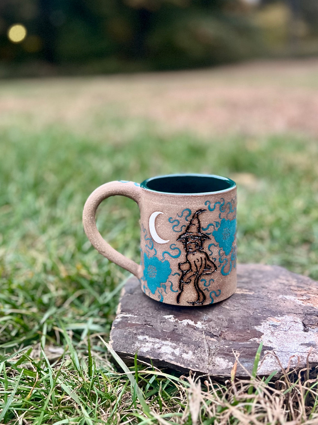 * NEW * Teal Witch Crescent Moon Mug