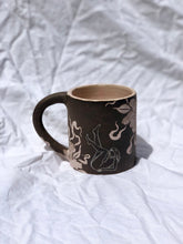 Dark Floral Cappuccino Mug with Pink Flowers