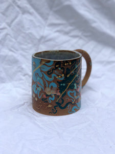 Swim Babe Mug in Blue Two Toned Flowers