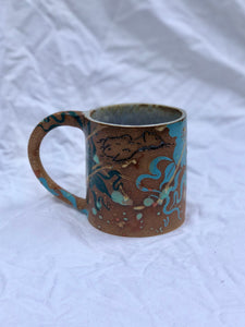 Swim Babe Mug in Blue Two Toned Flowers