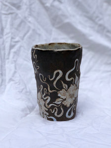 Dark Forest Hand Built Cup in Antique Blue