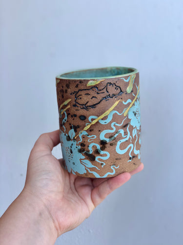 ** Swim Babe Cup in Turquoise Flowers