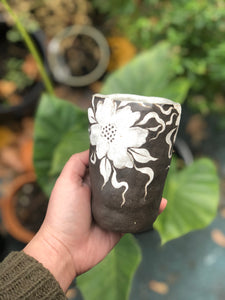 Dark Forest Hand Built Cup in White