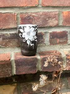 Dark Forest Hand Built Cup in White