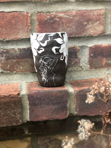 Dark Forest Hand Built Cup in White