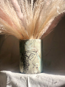 Raku Ghost Floral Vase